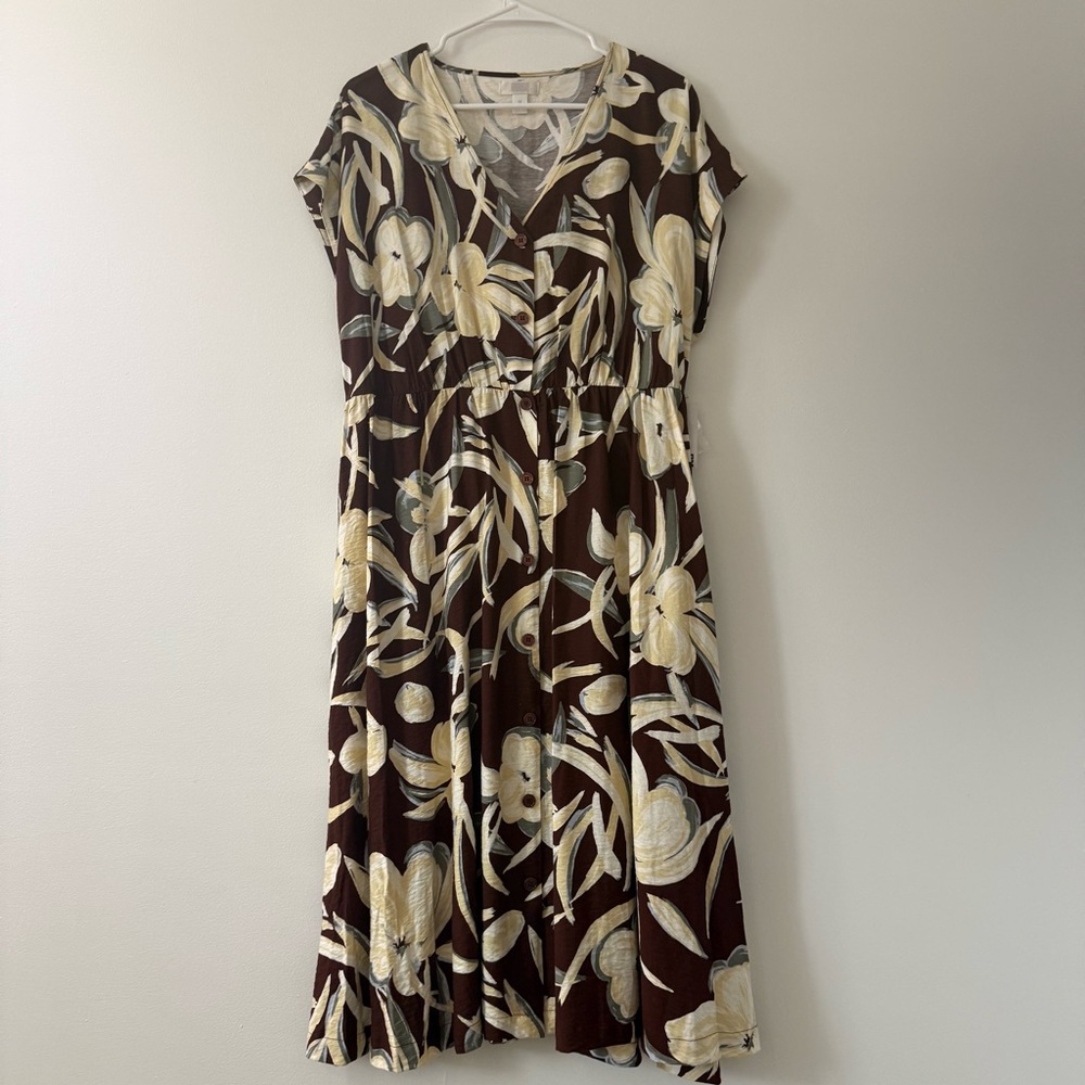 Floral Brown and Cream Dress